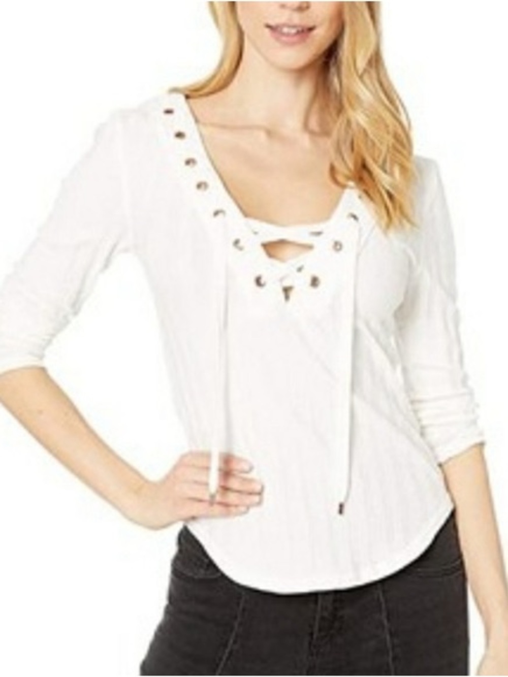 Free People Ice Cold Lace-Up Top in White